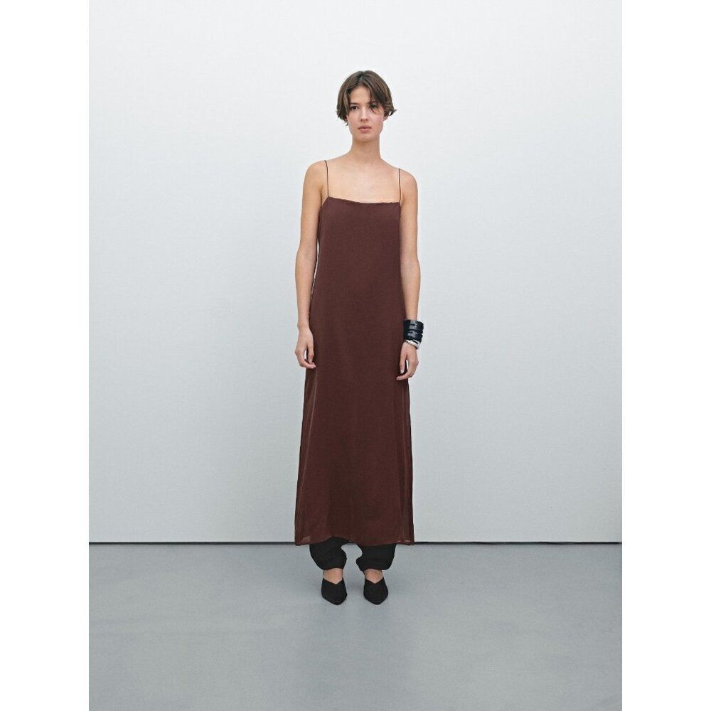 Massimo Dutti Womens Silk Midi Dress Medium M Burgundy Limited Ed 6651/555 NWT